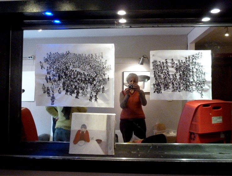 2 dessins,  1 peinture, galerie studio des halles, Sète