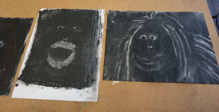 Cécile Savelli, vue d'exposition, avril 2017, "Monkey business" à Images Actes Liés (Marseille),