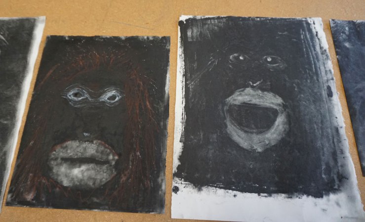 Cécile Savelli, vue d'exposition, avril 2017, "Monkey business" à Images Actes Liés (Marseille),